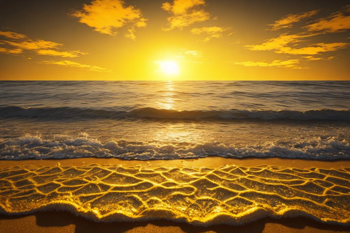 Sonnenaufgang schwarzgelb am strand by @ai_generated
