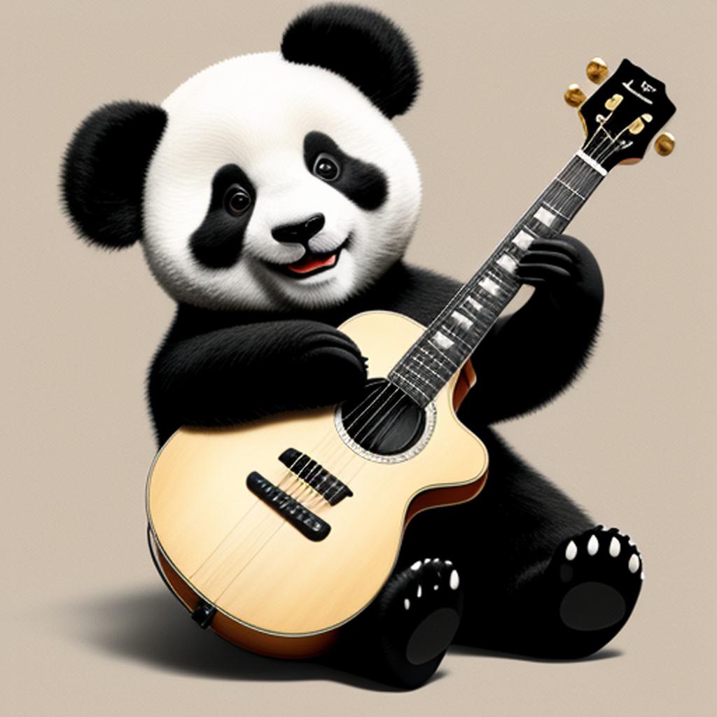 Music with a panda by @ai_generated