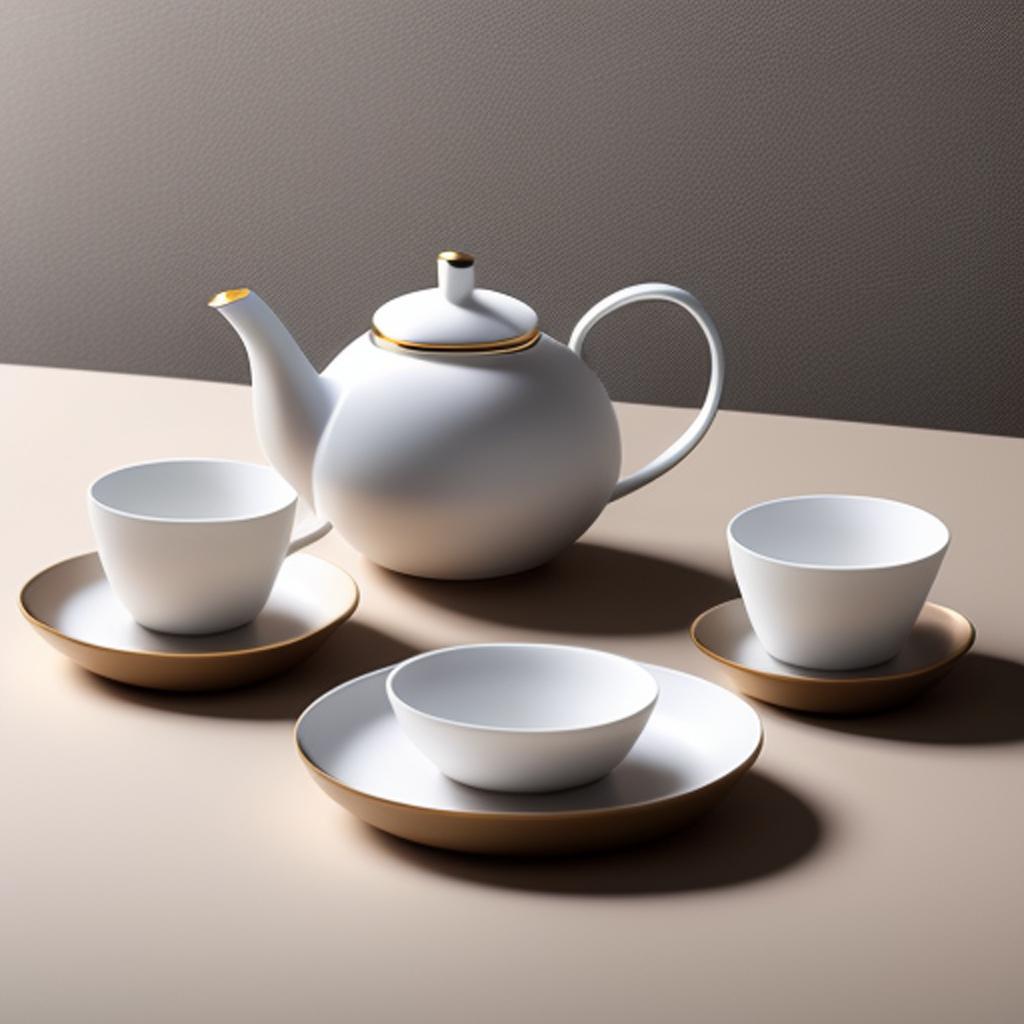 "minimalist porcelain tea set, by @ai_generated