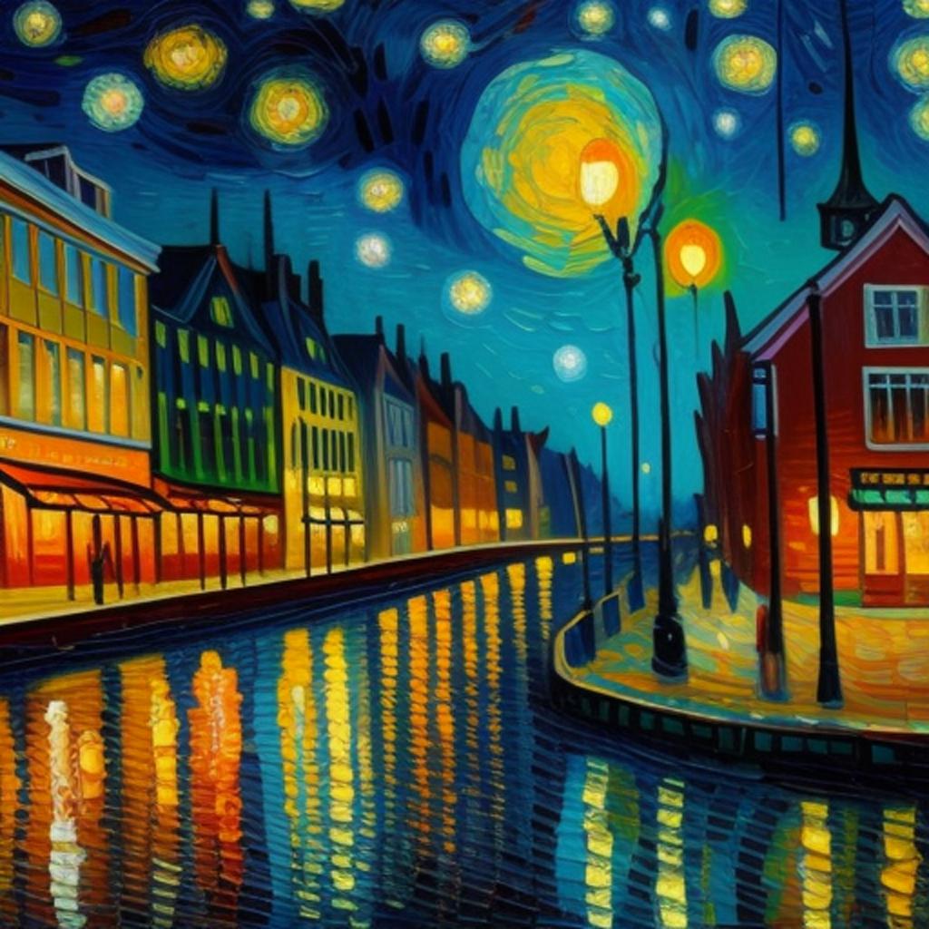 Future city impressionism, oil by @ai_generated