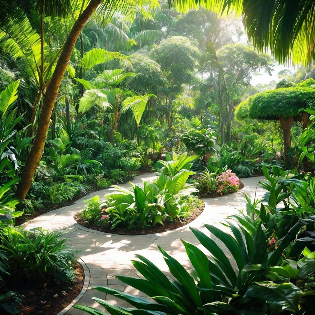 "botanical garden, tropical flora, by @ai_generated