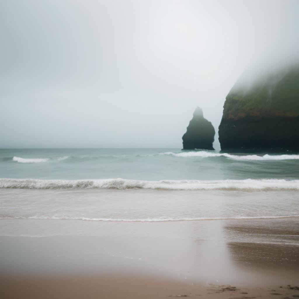 Background, rainy beach by by @ai_generated