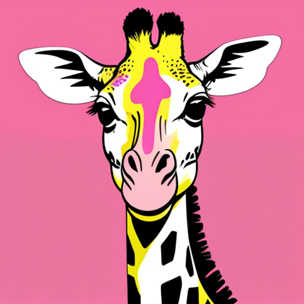 Pink cute giraffe by by @ai_generated