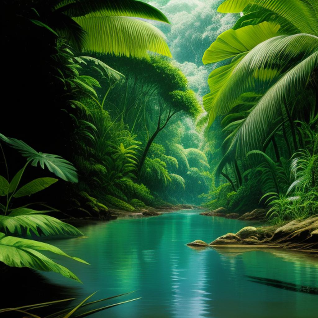 Background, jungle, river by by @ai_generated