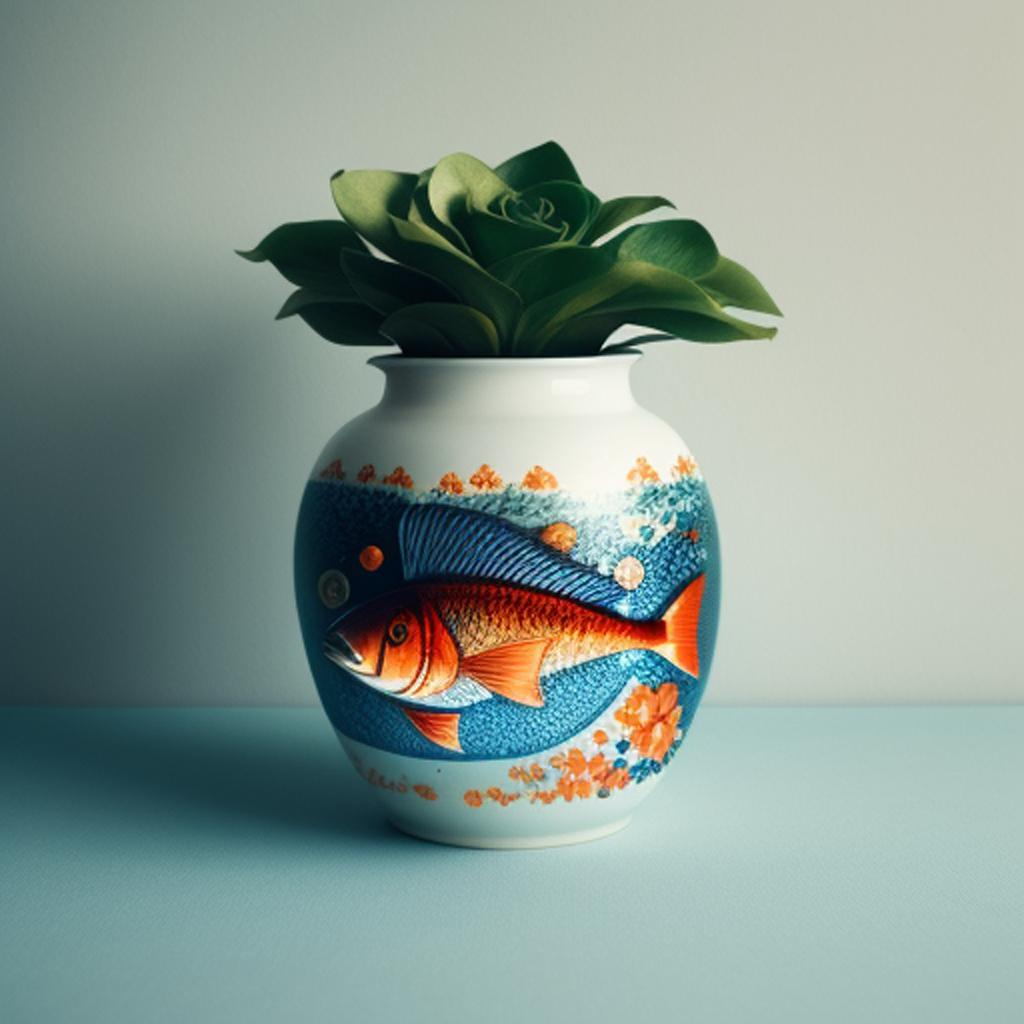 Fish vase, portrait, highly by @ai_generated