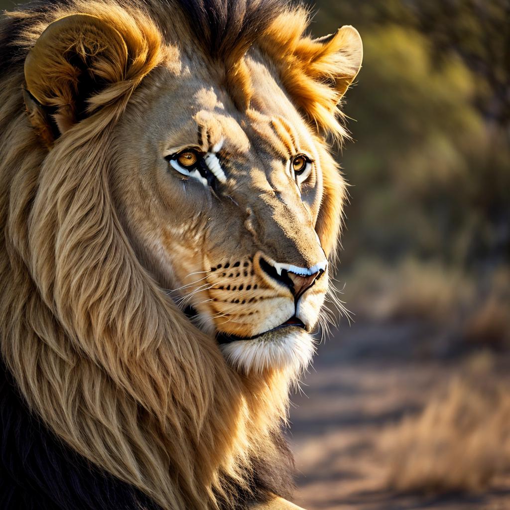 "majestic lion in profile, by @ai_generated