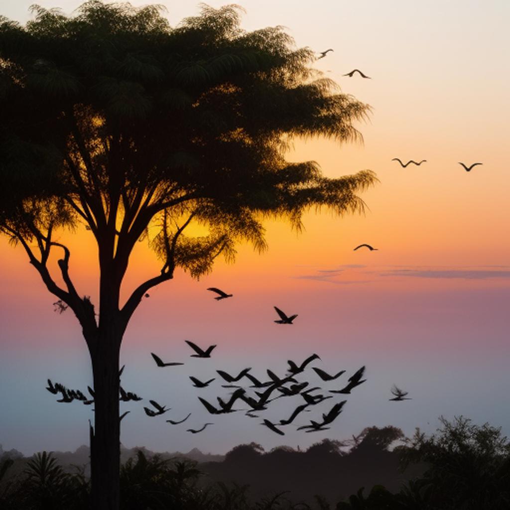 Background, birds are flying by @ai_generated
