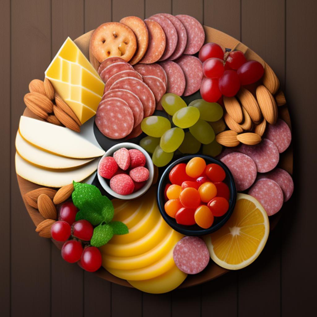 Small charcuterie board playful, by @ai_generated