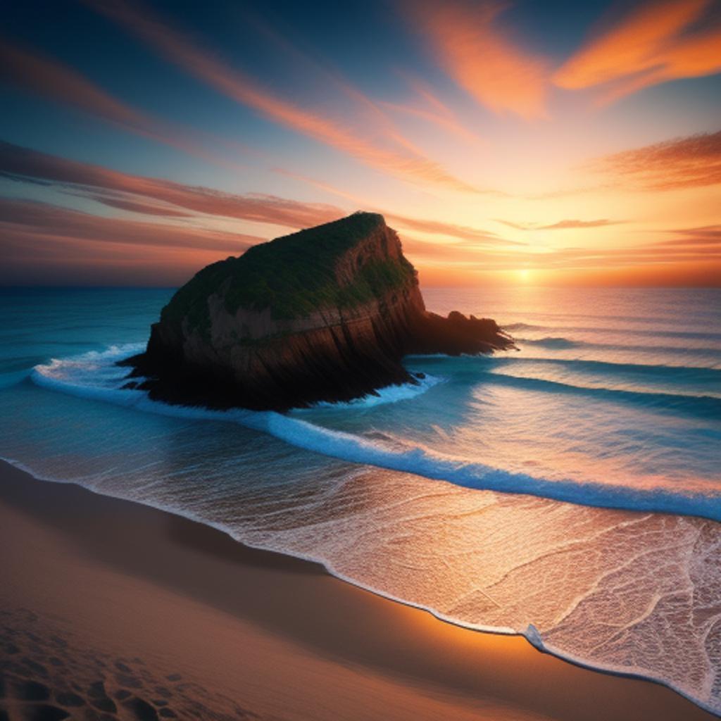 Beach at sunset. Ultra by @ai_generated