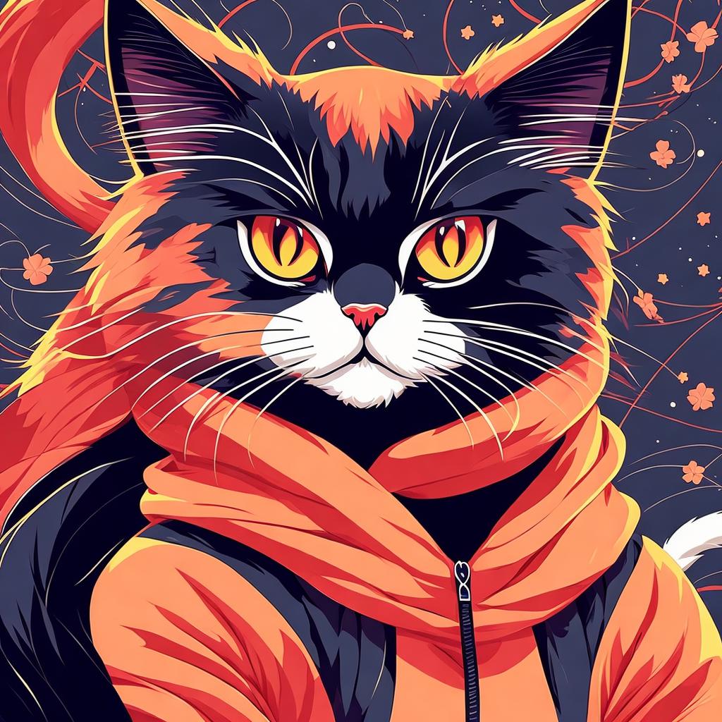 Stunning anime cat vector by @ai_generated