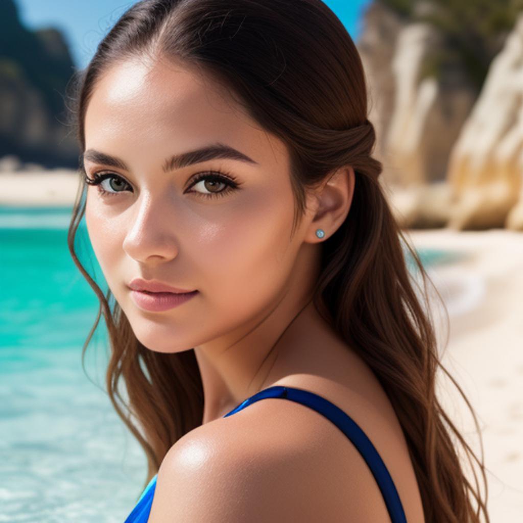 One piece swimsuit portrait by @ai_generated