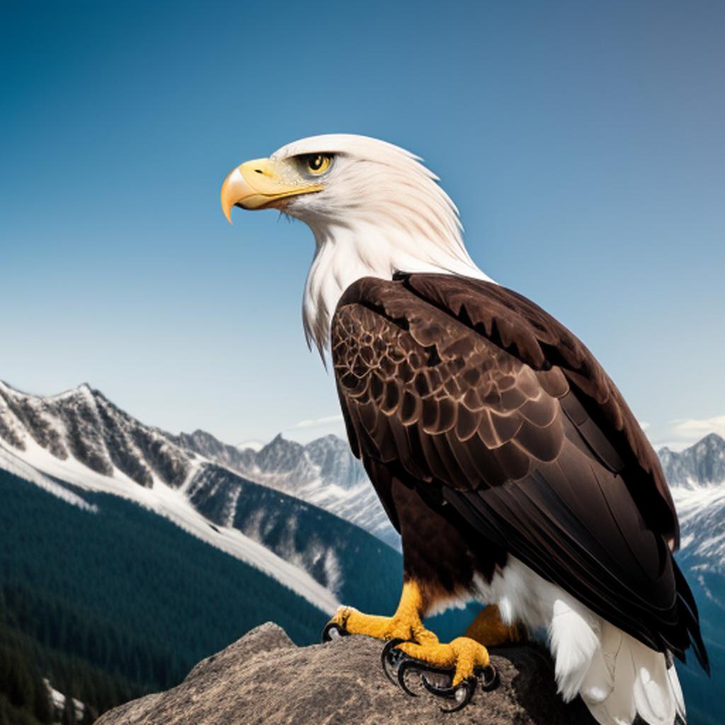 Eagle sitting on mountain by @ai_generated