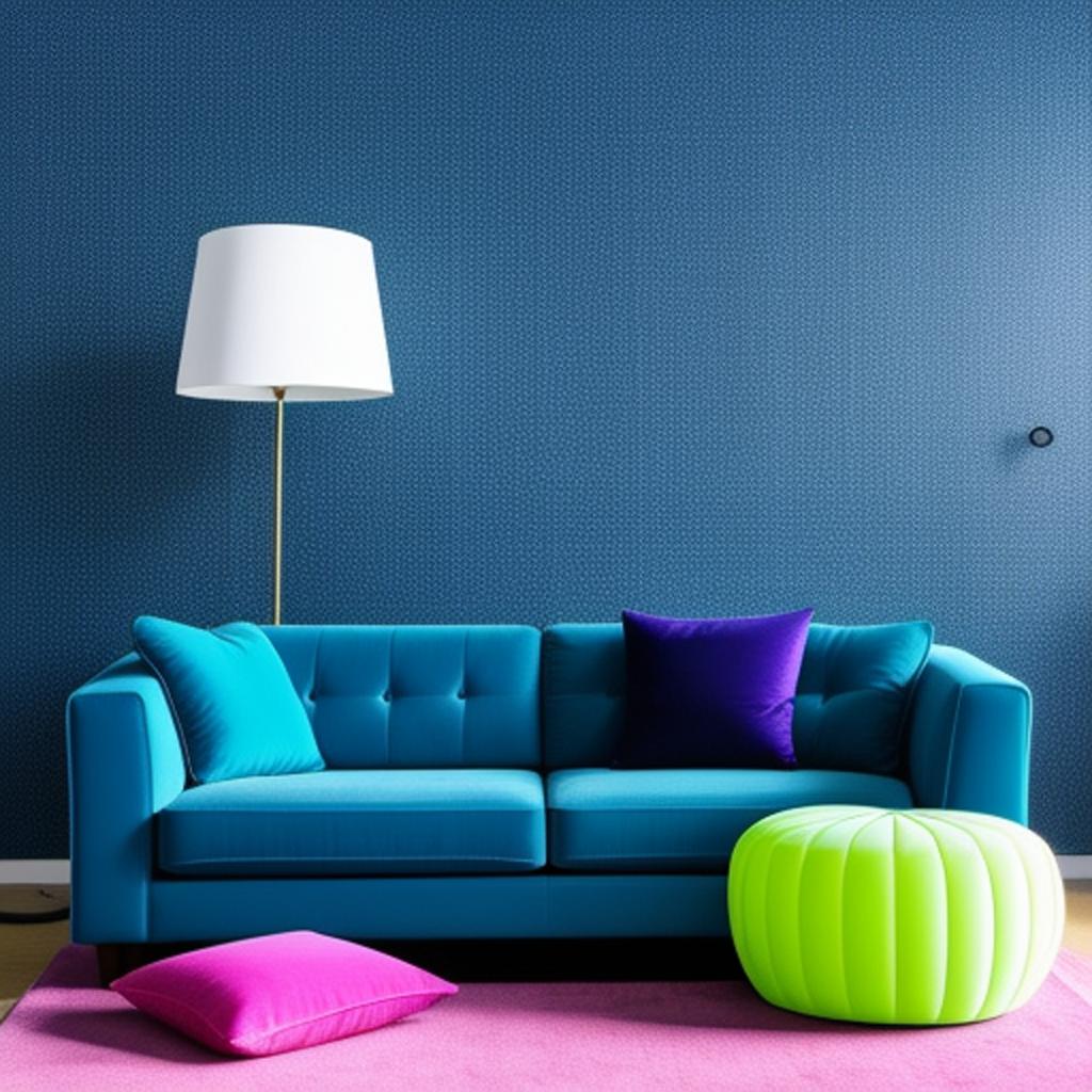 Background, sofa, a neon by @ai_generated