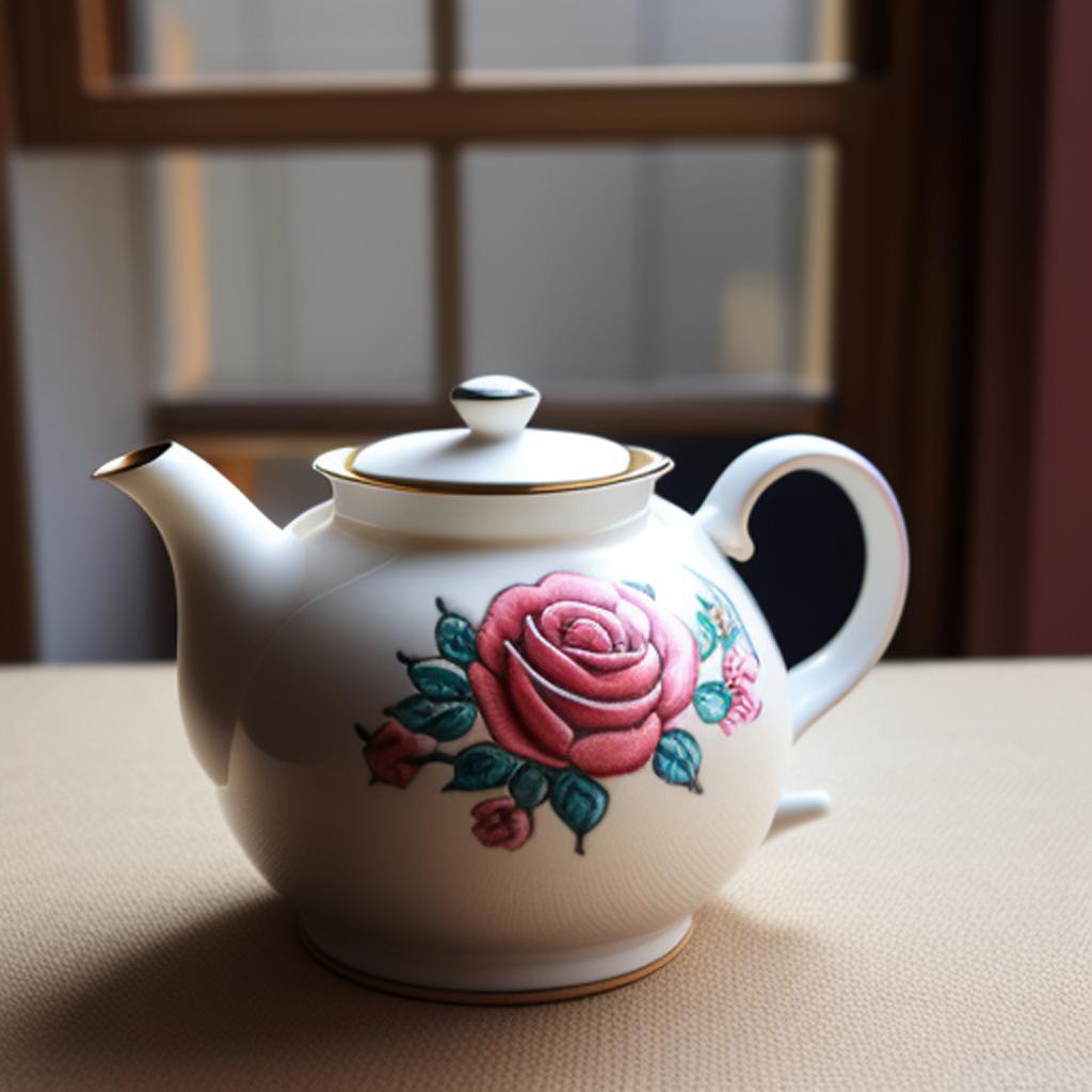 A teapot with roses by @ai_generated