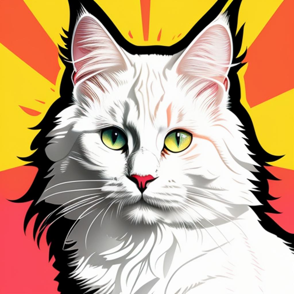 White mainecoon cat by by @ai_generated