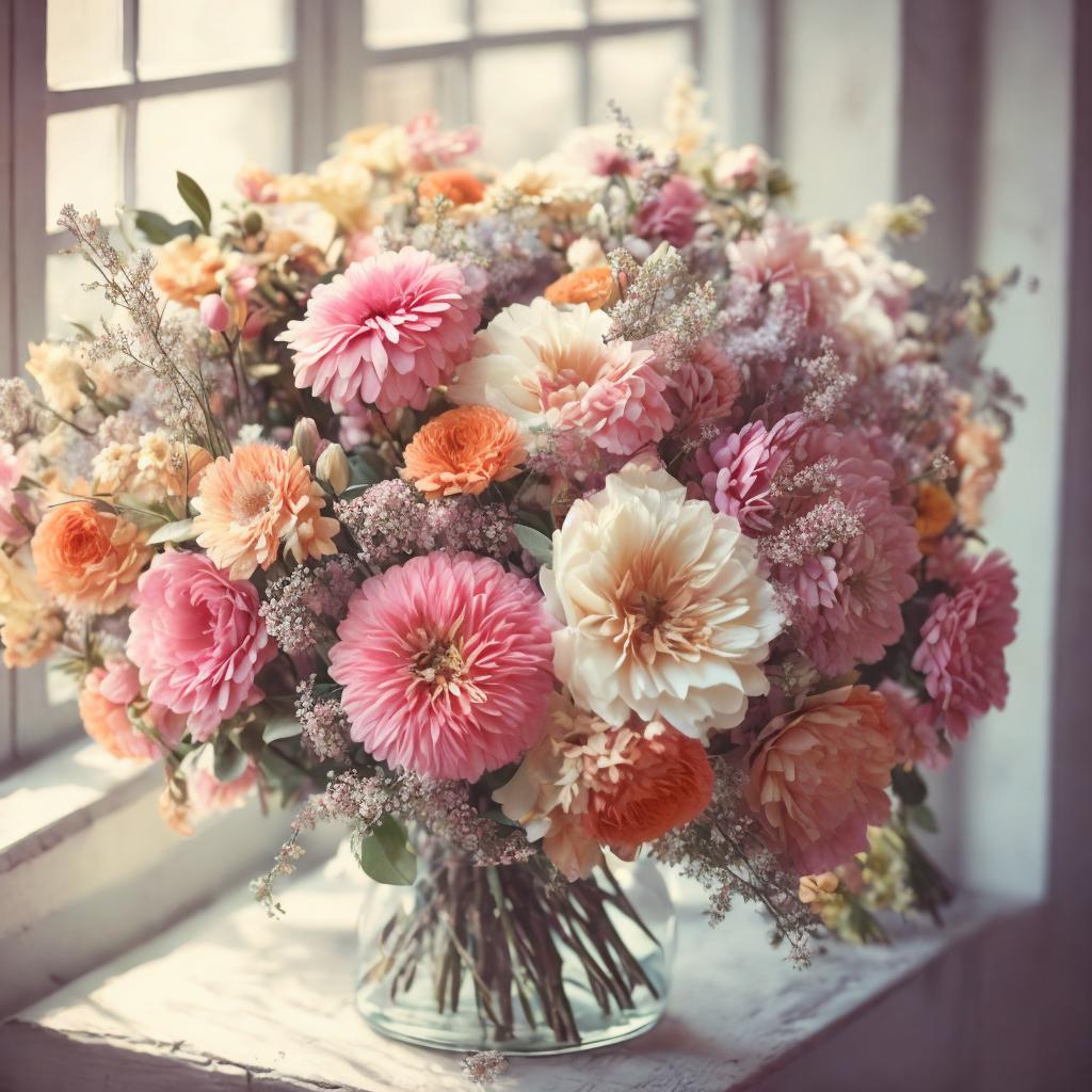 "floral bouquet, vibrant petals, by @ai_generated