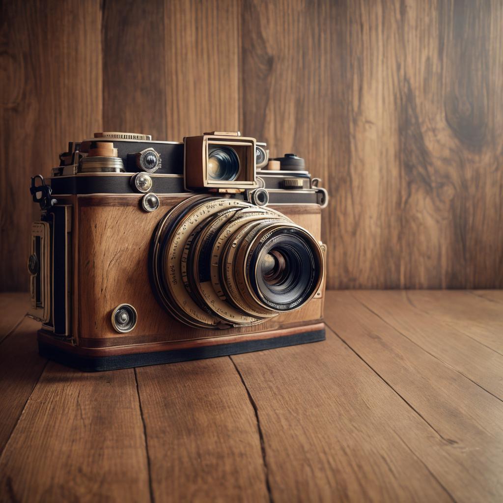"vintage camera on wooden by @ai_generated