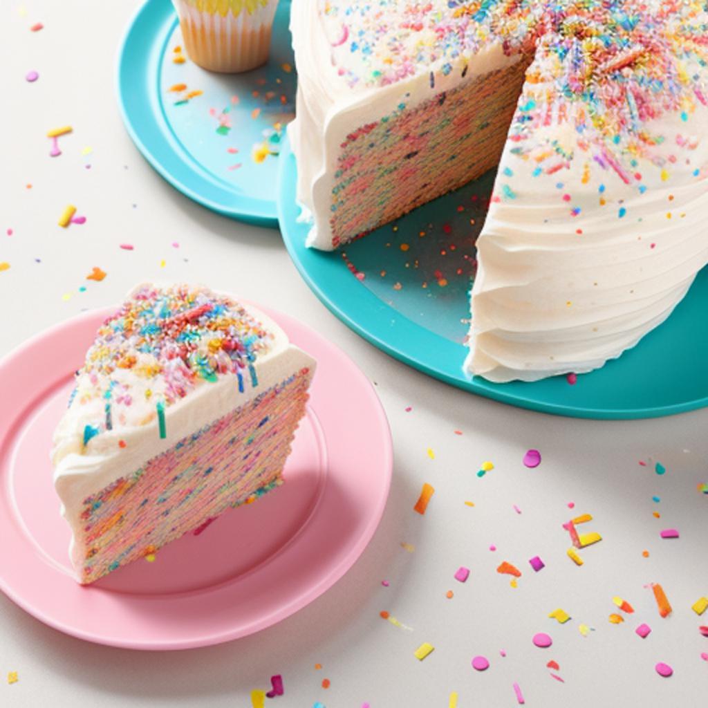 Background, confetti cake and by @ai_generated