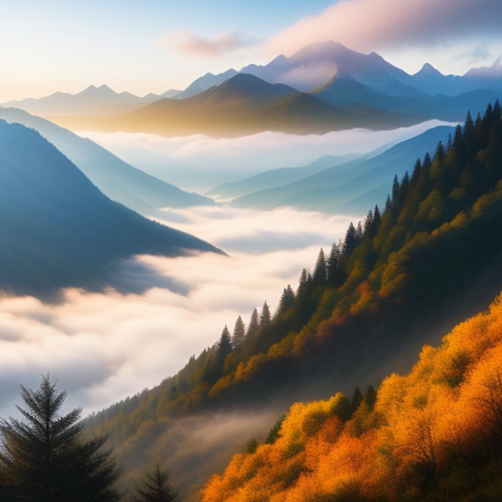 "mountain landscape, misty morning by @ai_generated