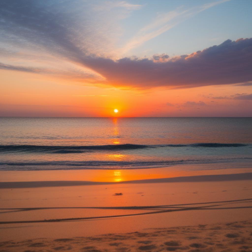 Background, sunset at beach by @ai_generated