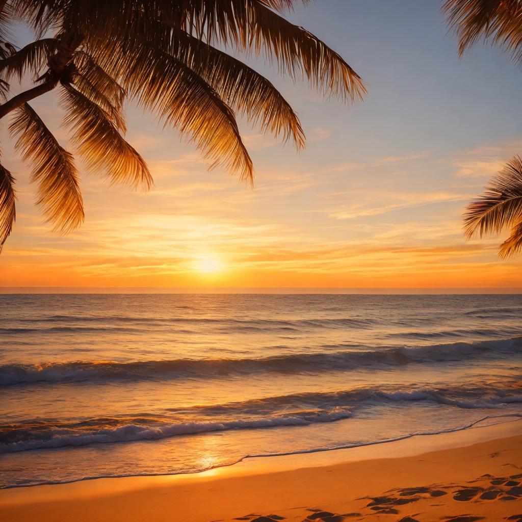 "stunning sunset beach scene, by @ai_generated