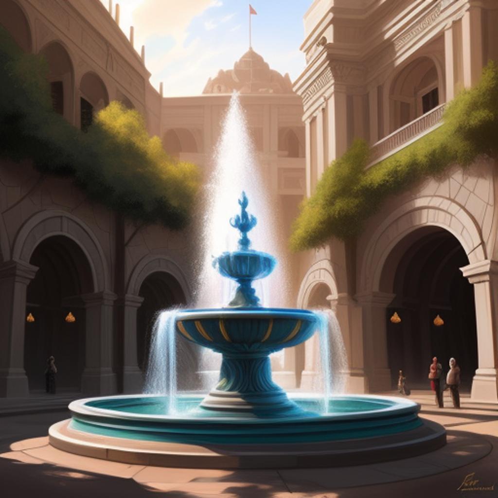 Fountain stylized digital painting, by @ai_generated