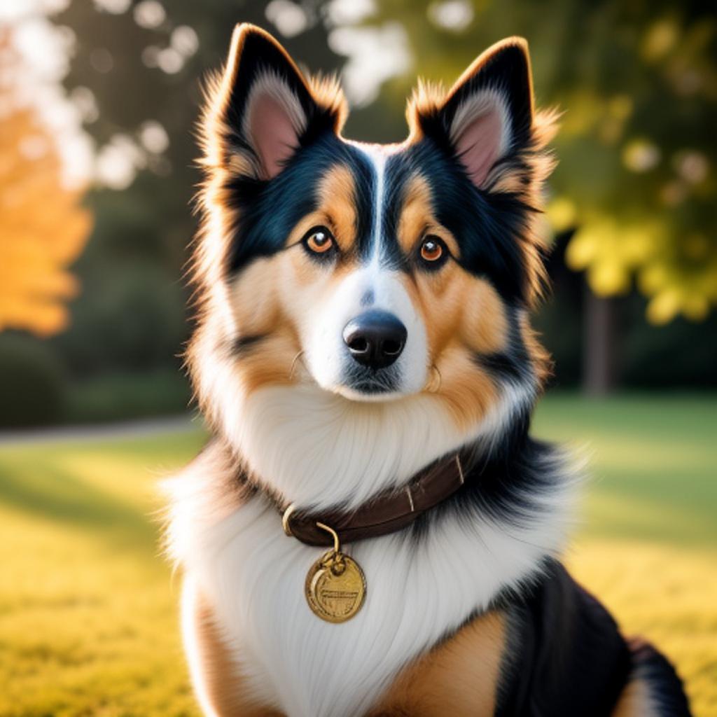 "dog portrait, fluffy fur, by @ai_generated