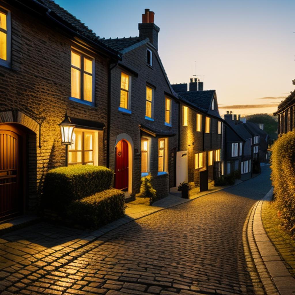 Gepflasterte straße mit laterne by @ai_generated