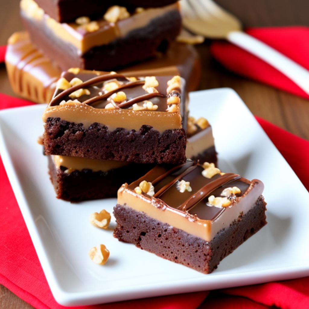 Caramel walnut turtle brownies by @ai_generated