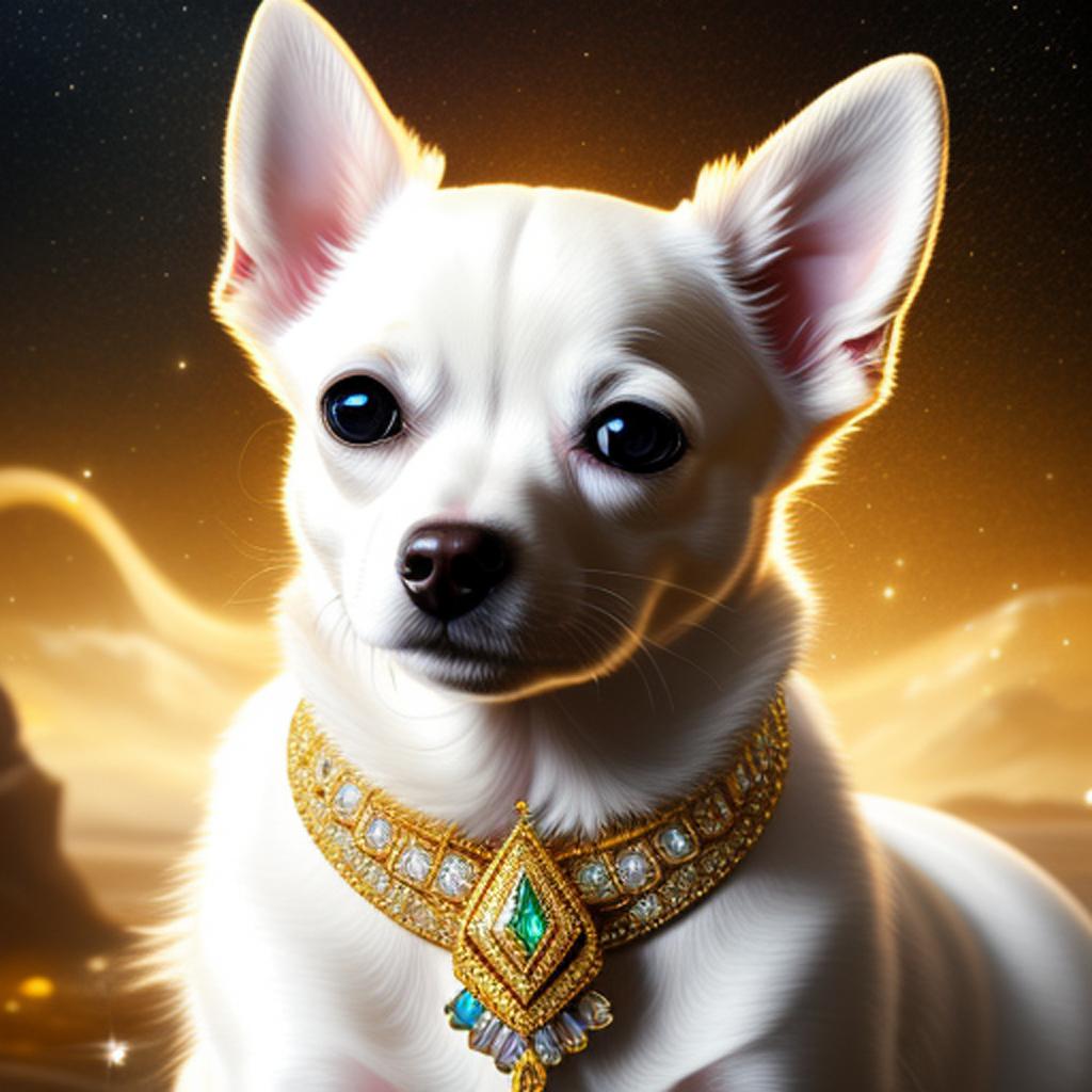 White chihuahua blinged out by @ai_generated