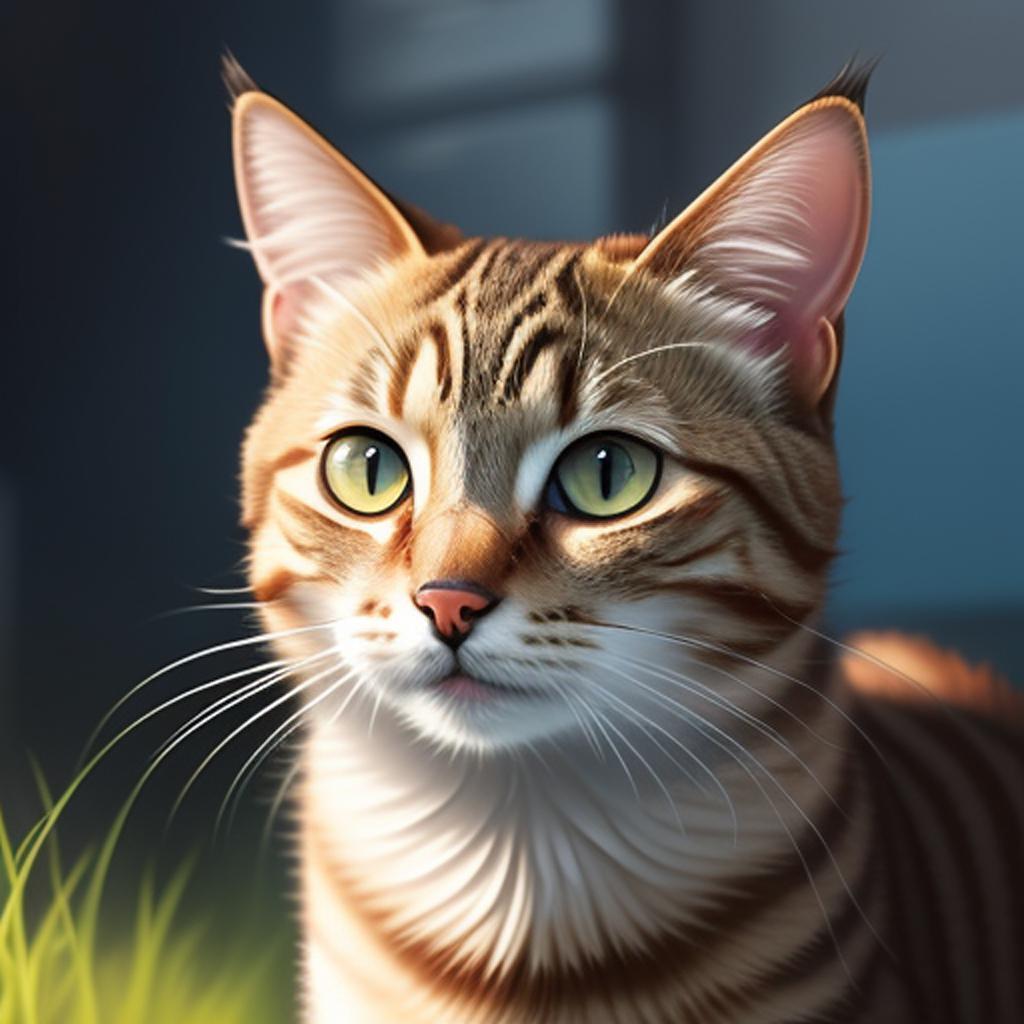 Tabby cat digital painting, by @ai_generated