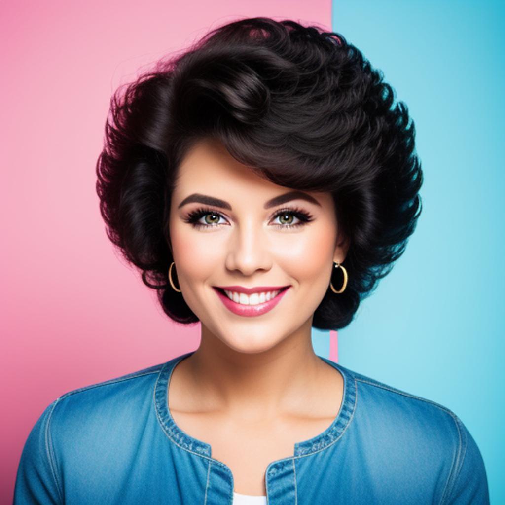 Smiling woman with 80’s by @ai_generated