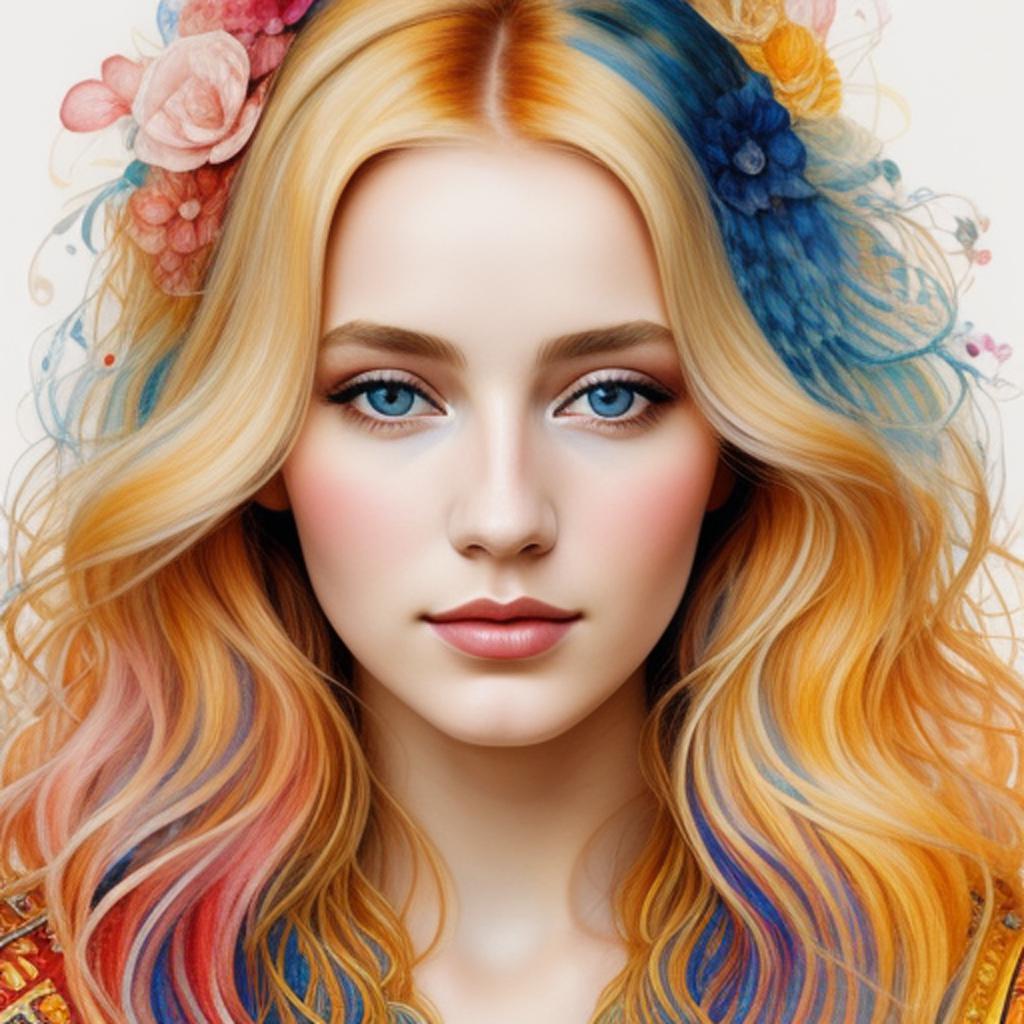 Piękna europejka blondynka, kolorowe by @ai_generated