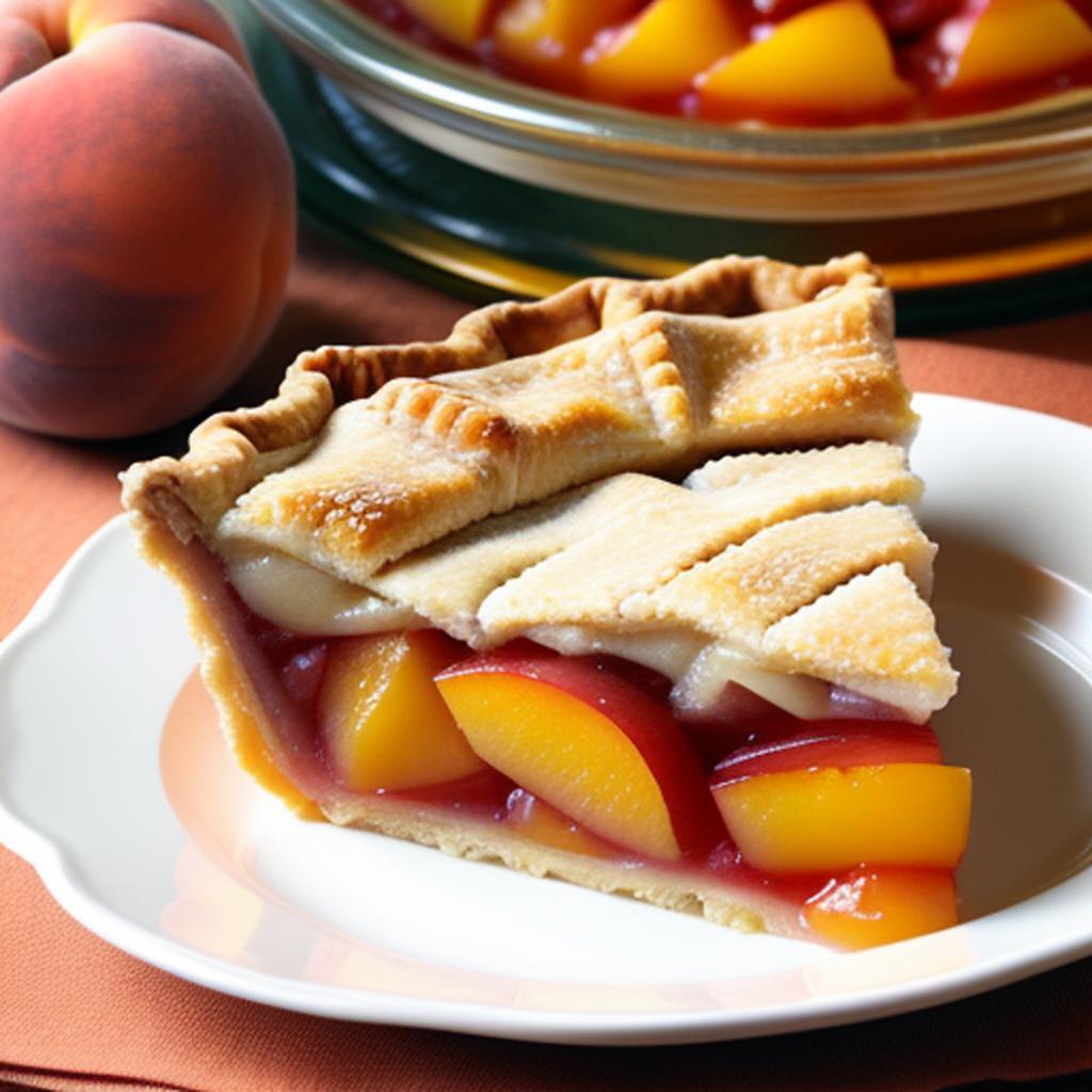 Slice of peach pie by @ai_generated