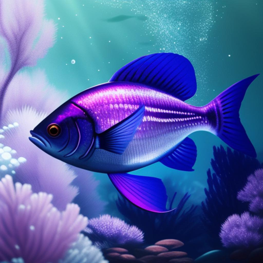 Purple fish, silver sea by @ai_generated