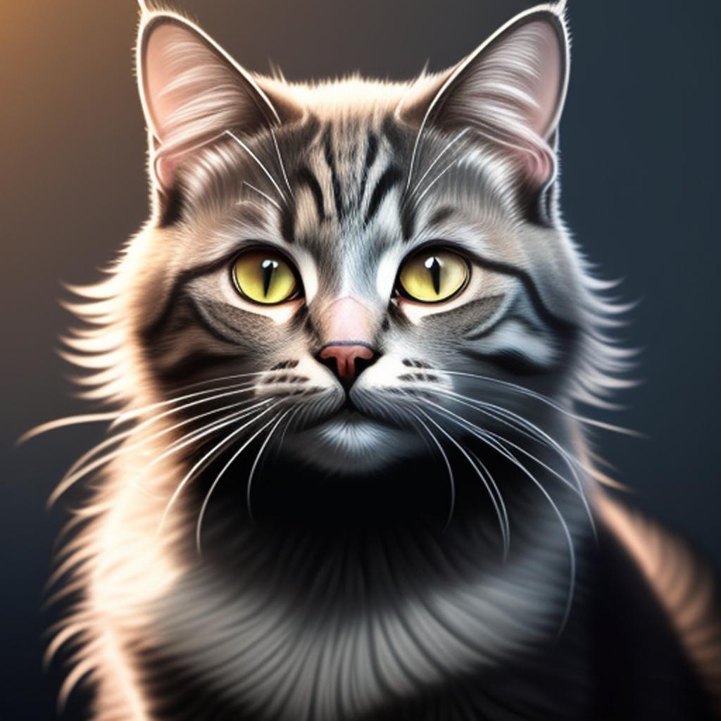 Cat digital painting, highly by @ai_generated