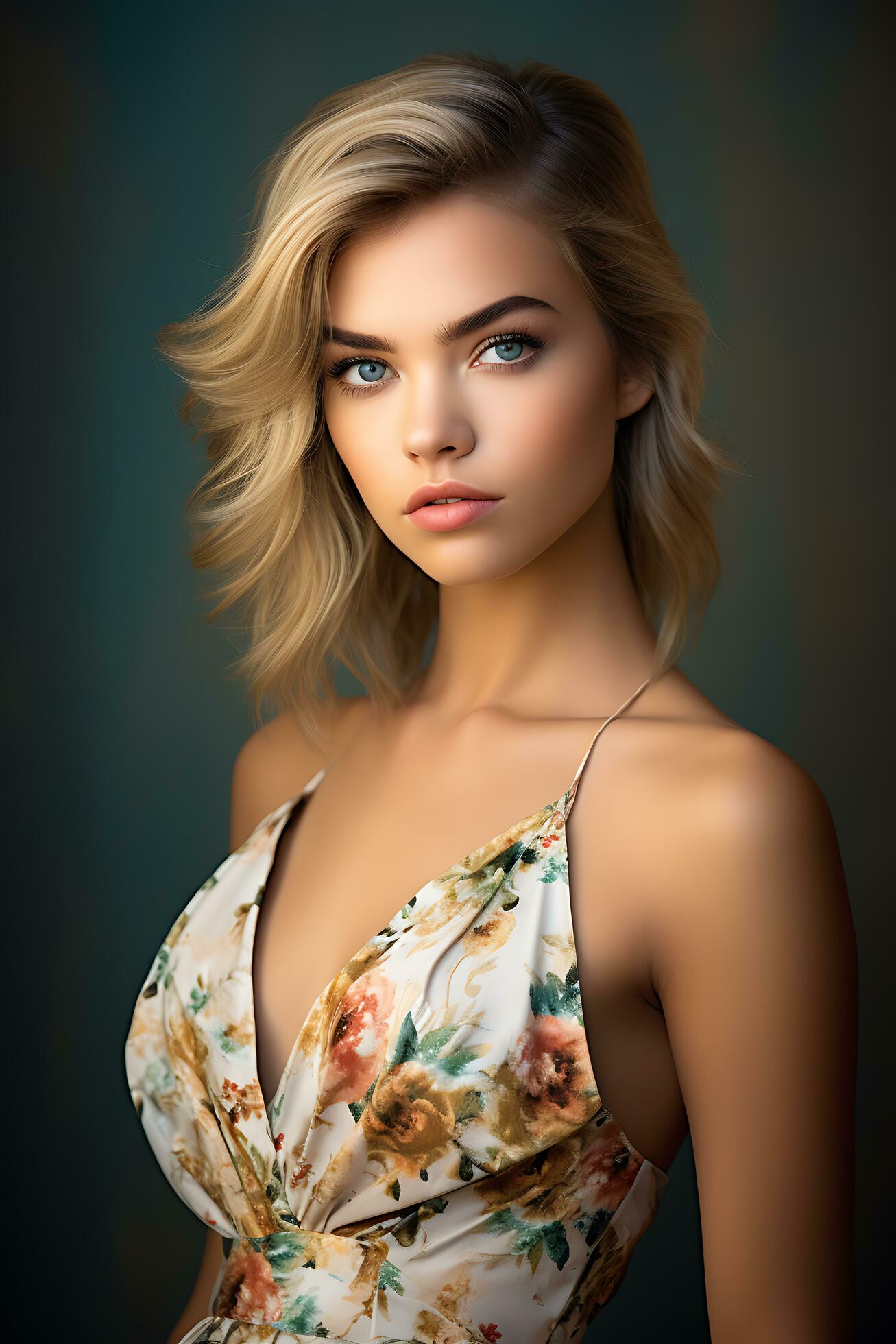 A-beautiful-woman-in-a-stylish-midi-dress-ai-generated-free-photo