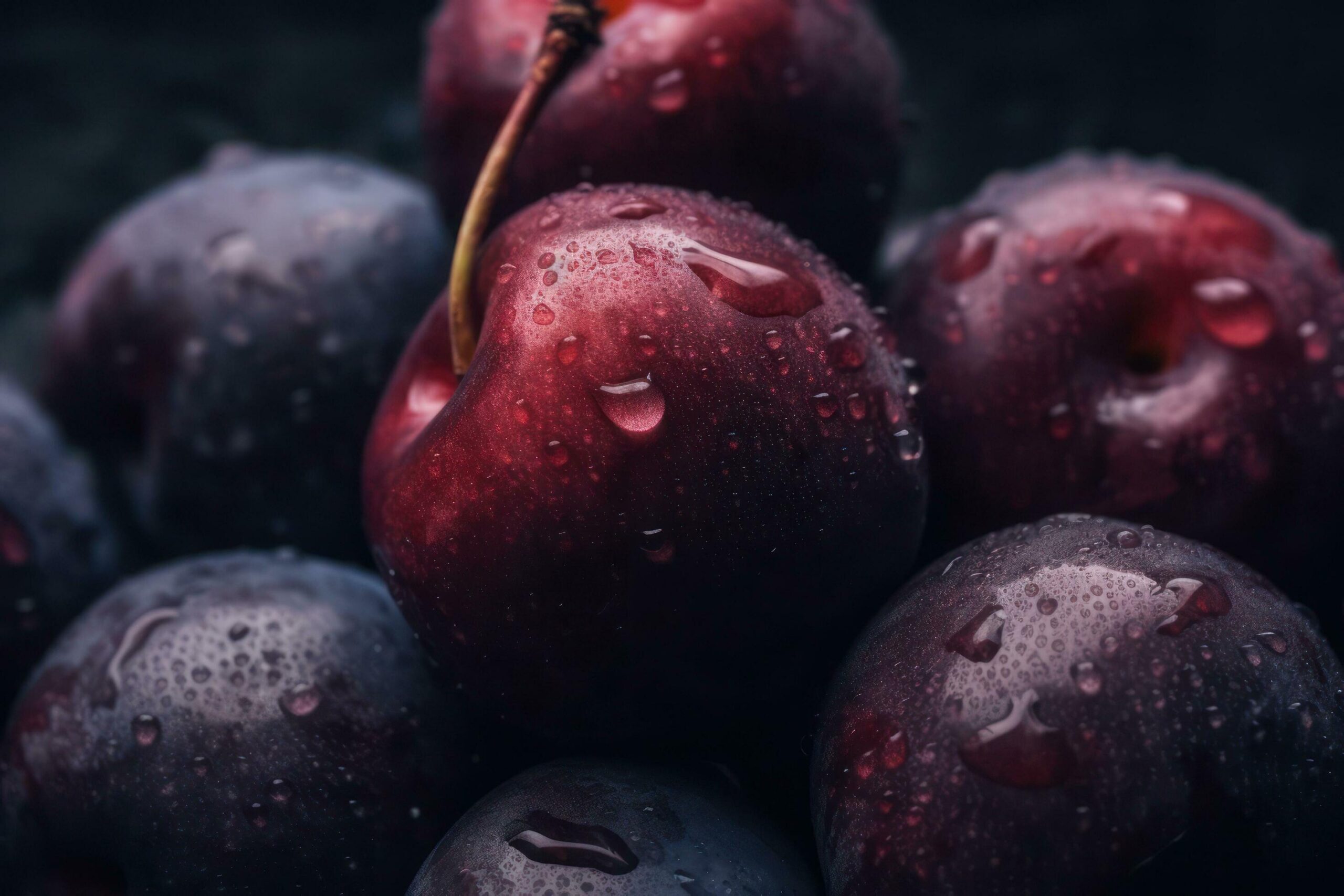 A-bunch-of-plums-with-water-droplets-on-them-ai-generative-free-photo