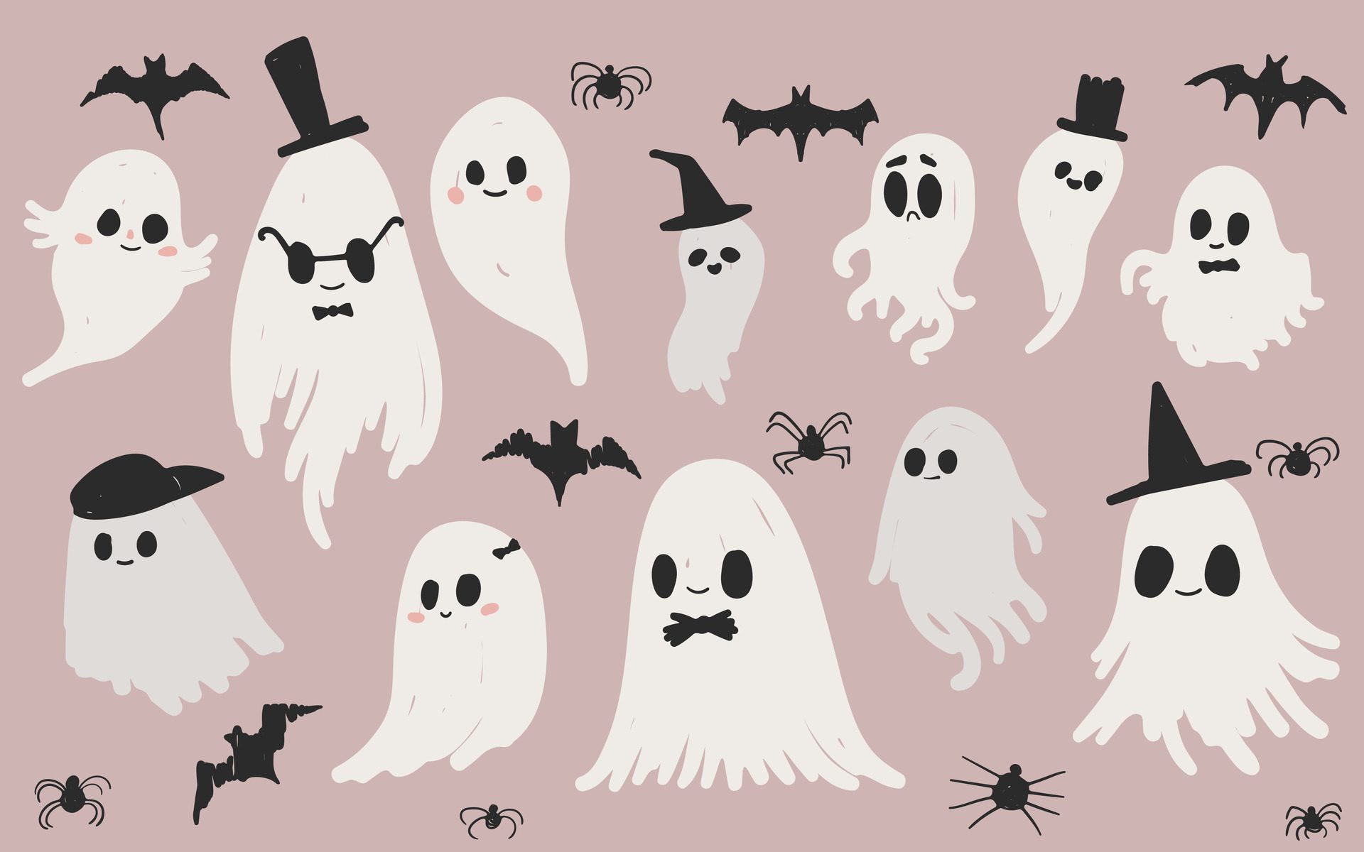 A-collection-of-cute-hand-drawn-ghosts-for-halloween-cartoon-illustration-for-party-invitations-prints-posters-the-ghosts-drawn-in-a-child-friendly-style-not-ai-generated-free-vector