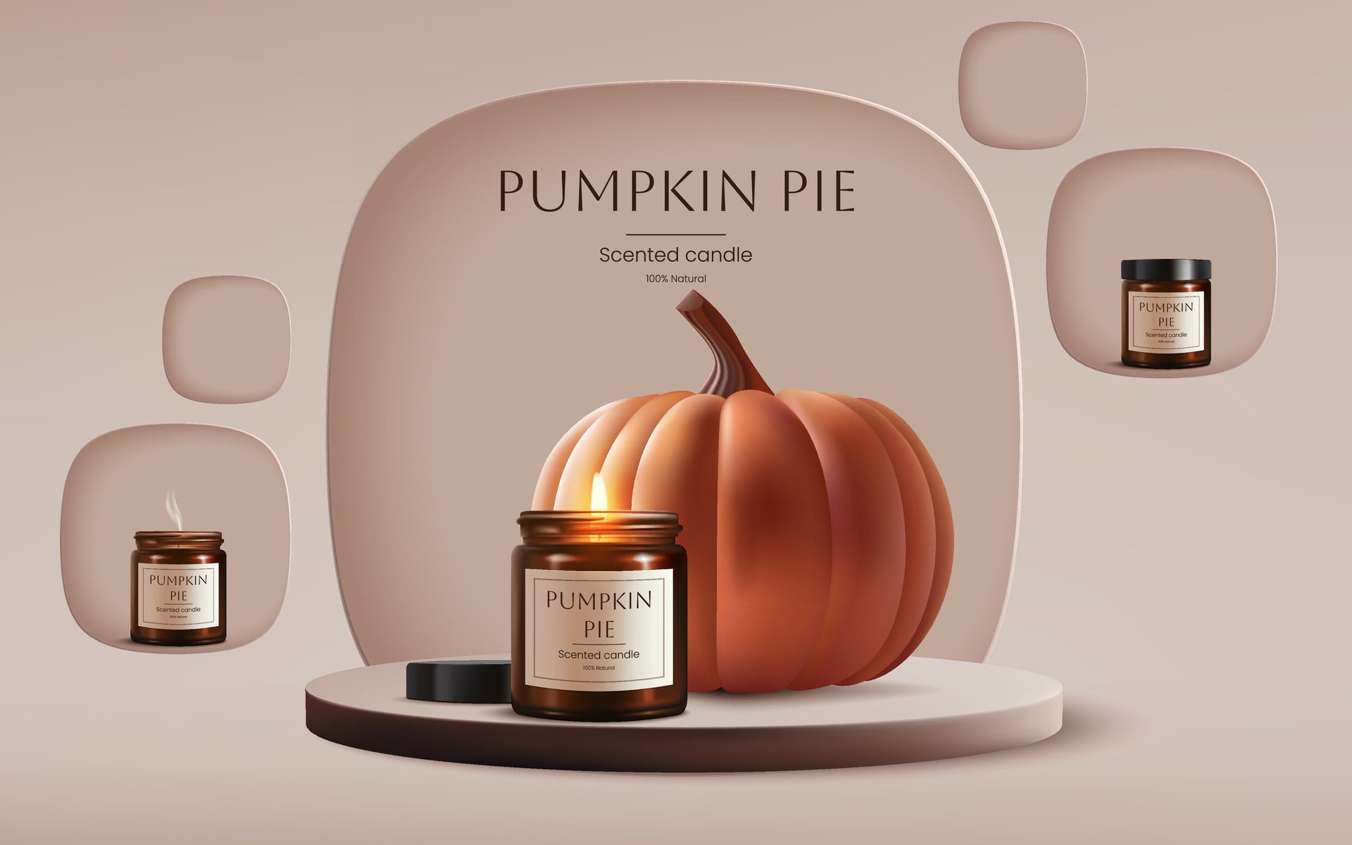 A-realistic-scene-with-a-podium-showcasing-a-realistic-pumpkin-surrounded-by-candles-in-brown-jars-with-a-warm-glow-festive-and-romantic-ambiance-perfect-for-autumn-and-holidays-not-ai-generated-free-vector
