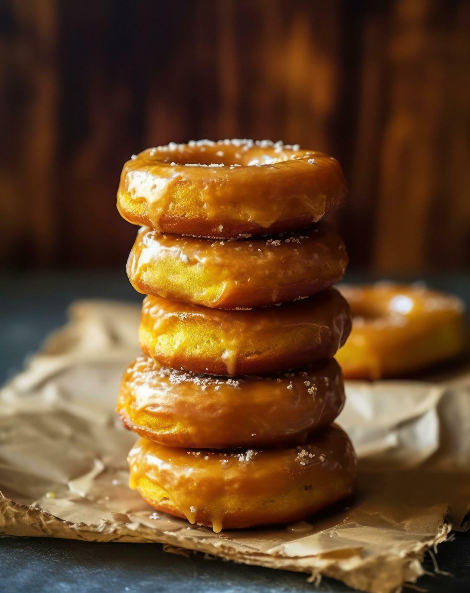 A-stack-of-sugar-glazed-doughnuts-on-top-of-a-piece-of-paper-ai-generative-free-photo
