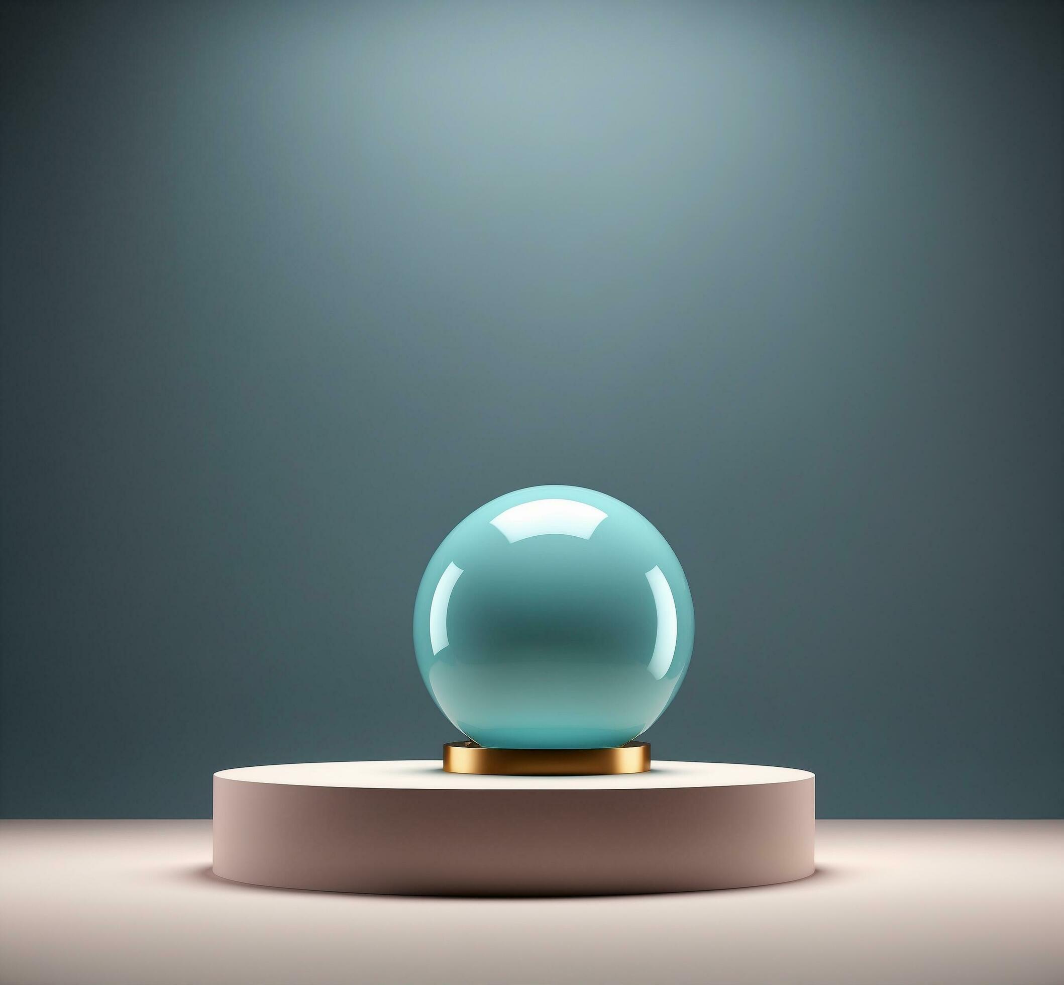 Ai-generated-3d-render-of-a-blue-glass-ball-on-a-dark-background-free-photo