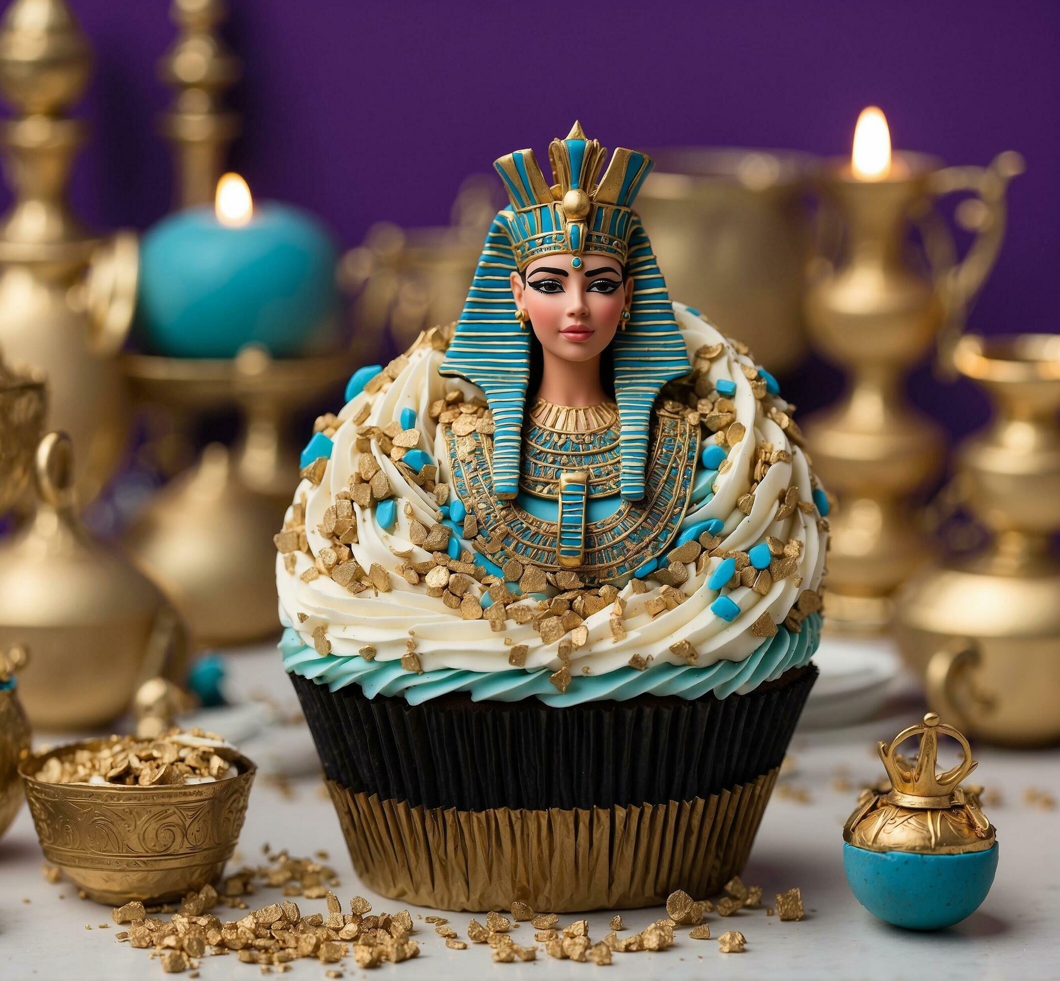 Ai-generated-a-cupcake-with-the-image-of-the-egyptian-queen-on-the-top-free-photo