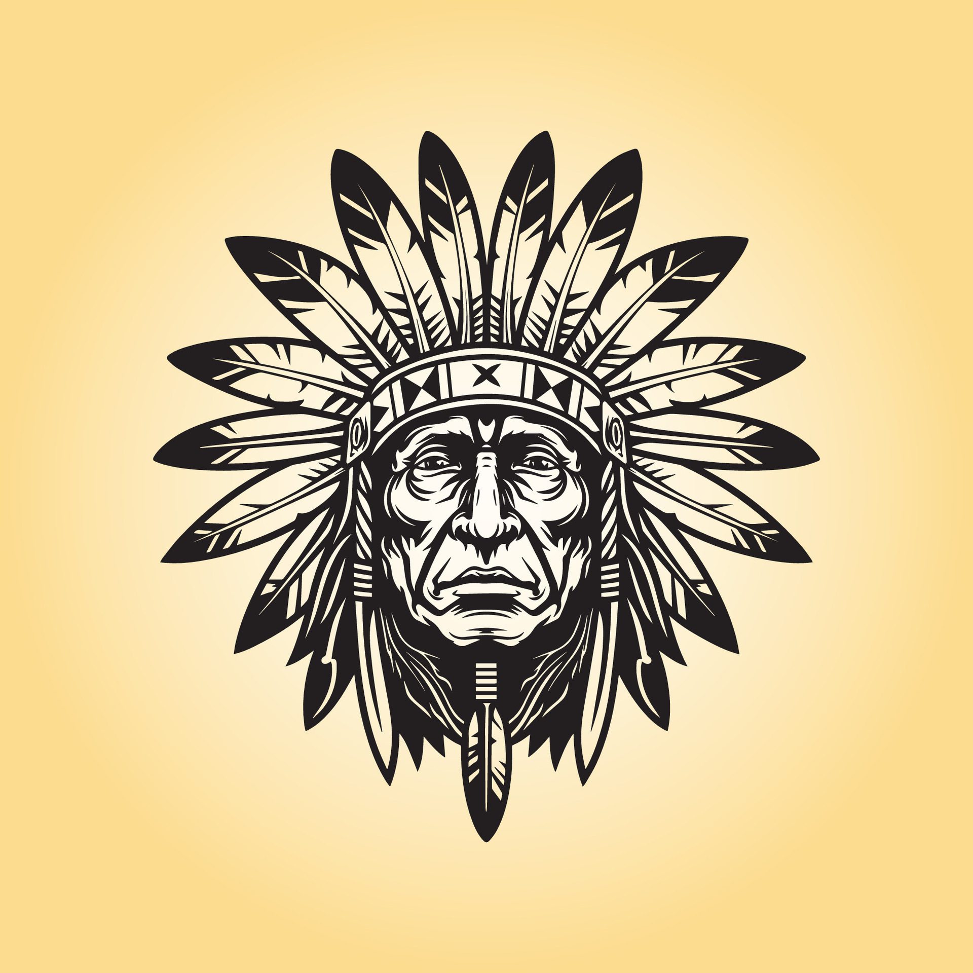 Ai-generated-a-drawing-of-a-native-american-head-with-a-headdress-illustration-free-vector