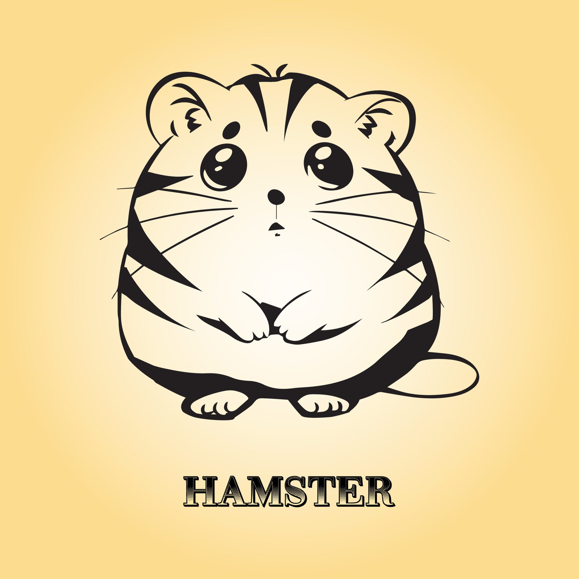 Ai-generated-a-hamster-cartoon-illustration-is-on-a-yellow-background-free-vector