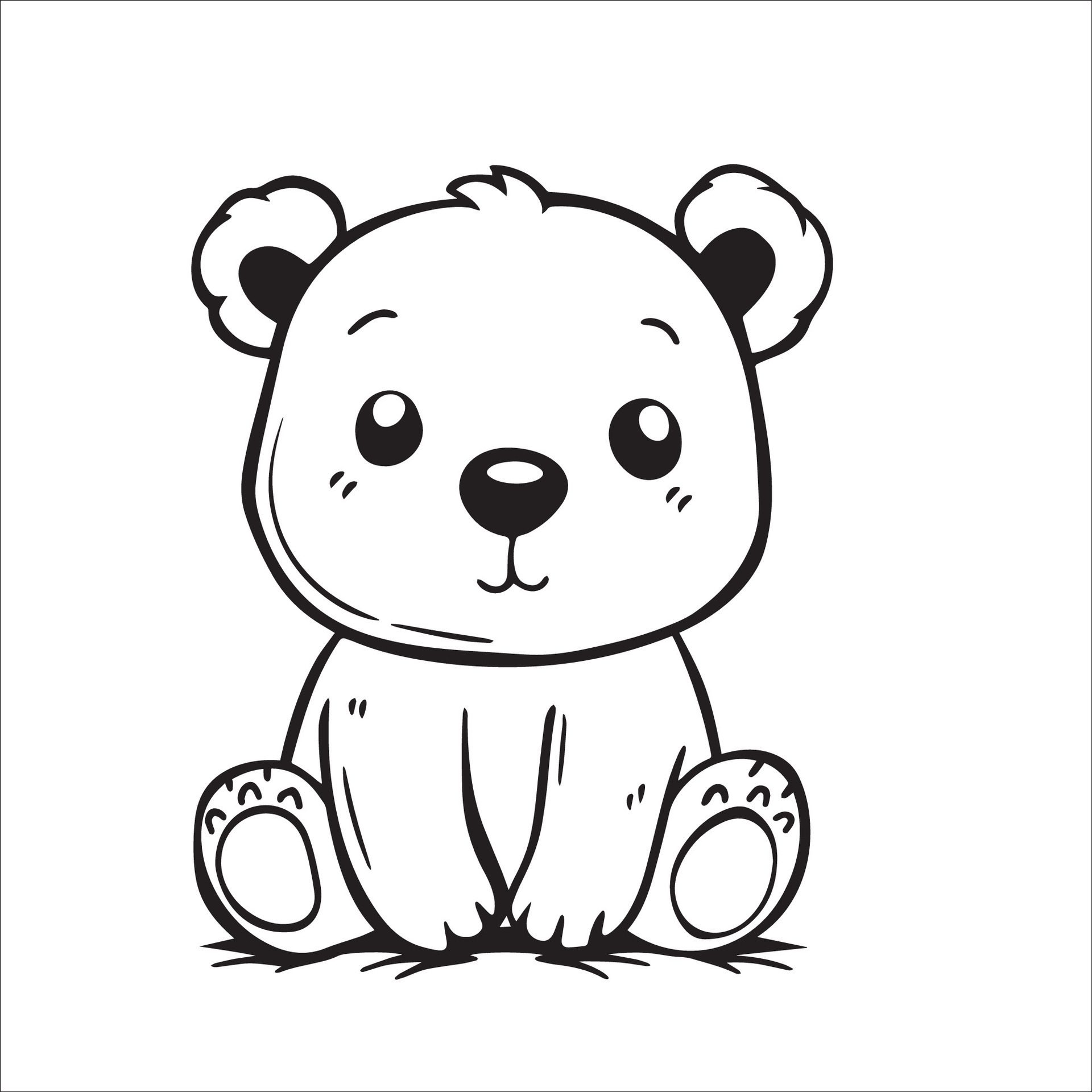 Ai-generated-a-illustration-of-a-black-and-white-bear-sitting-free-vector