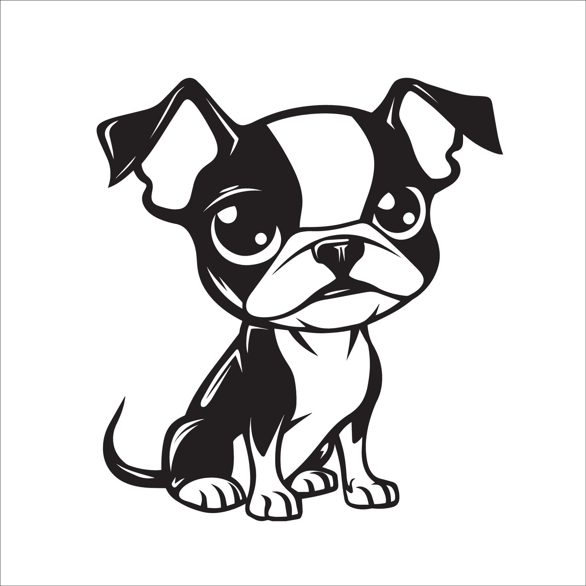 Ai-generated-a-illustration-of-a-black-and-white-boston-terrier-dog-sitting-free-vector