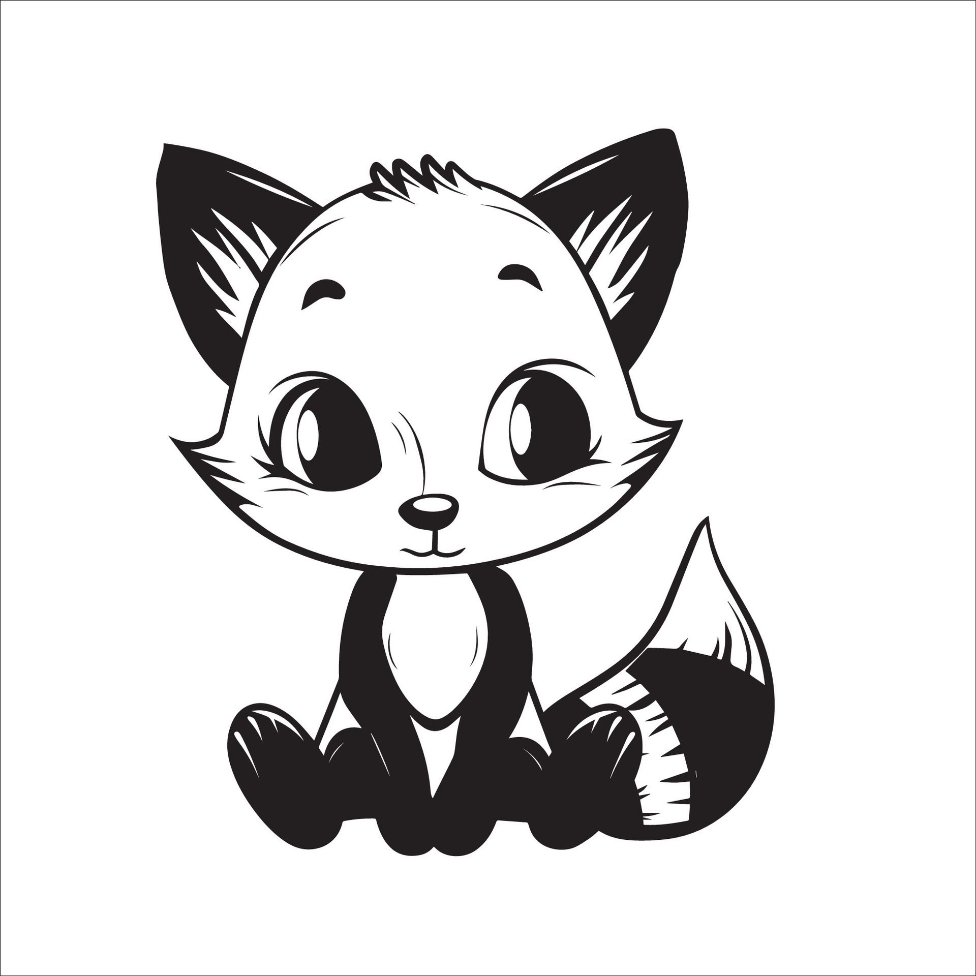 Ai-generated-a-illustration-of-a-black-and-white-fox-sitting-free-vector