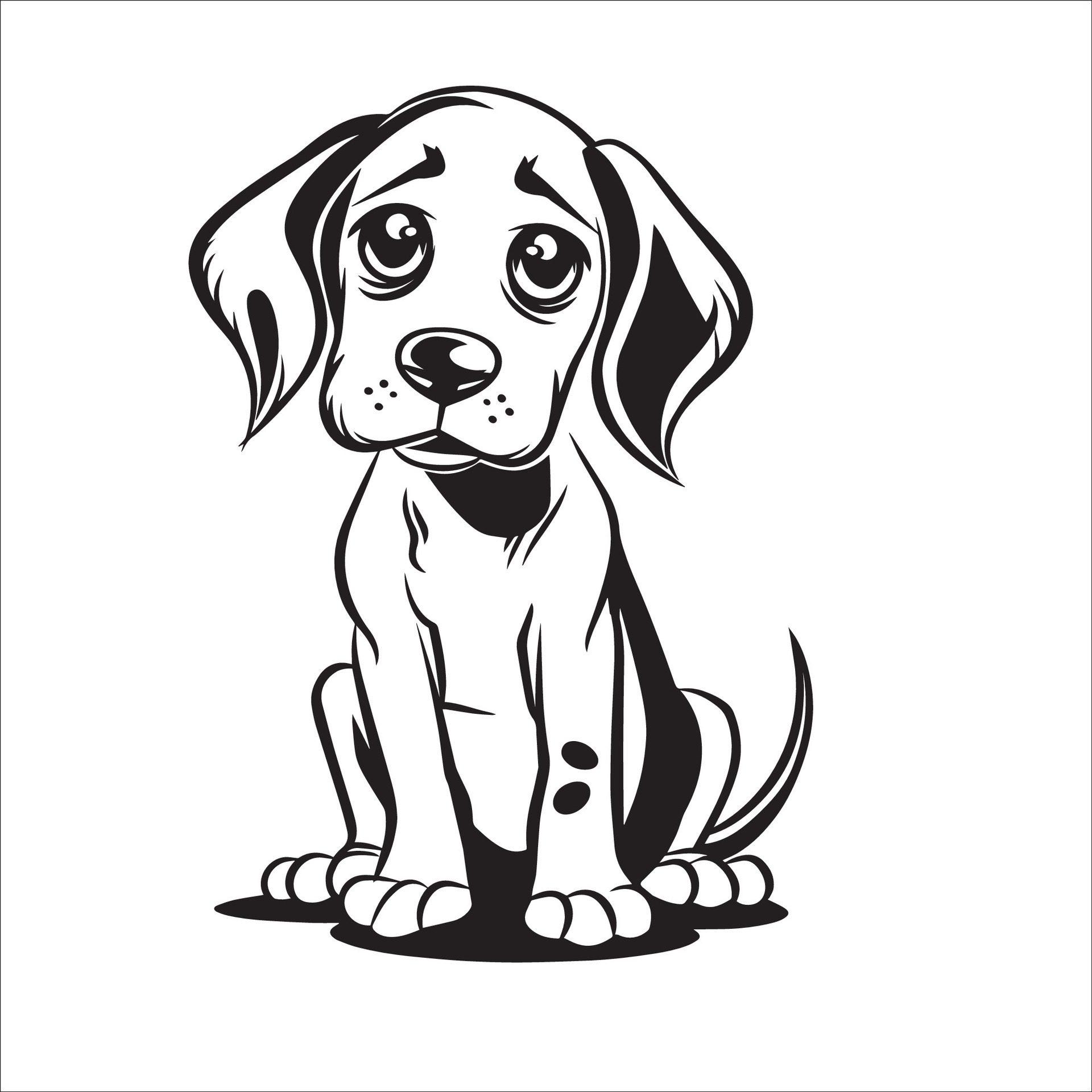 Ai-generated-a-illustration-of-a-black-and-white-german-shorthaired-pointer-dog-sitting-free-vector