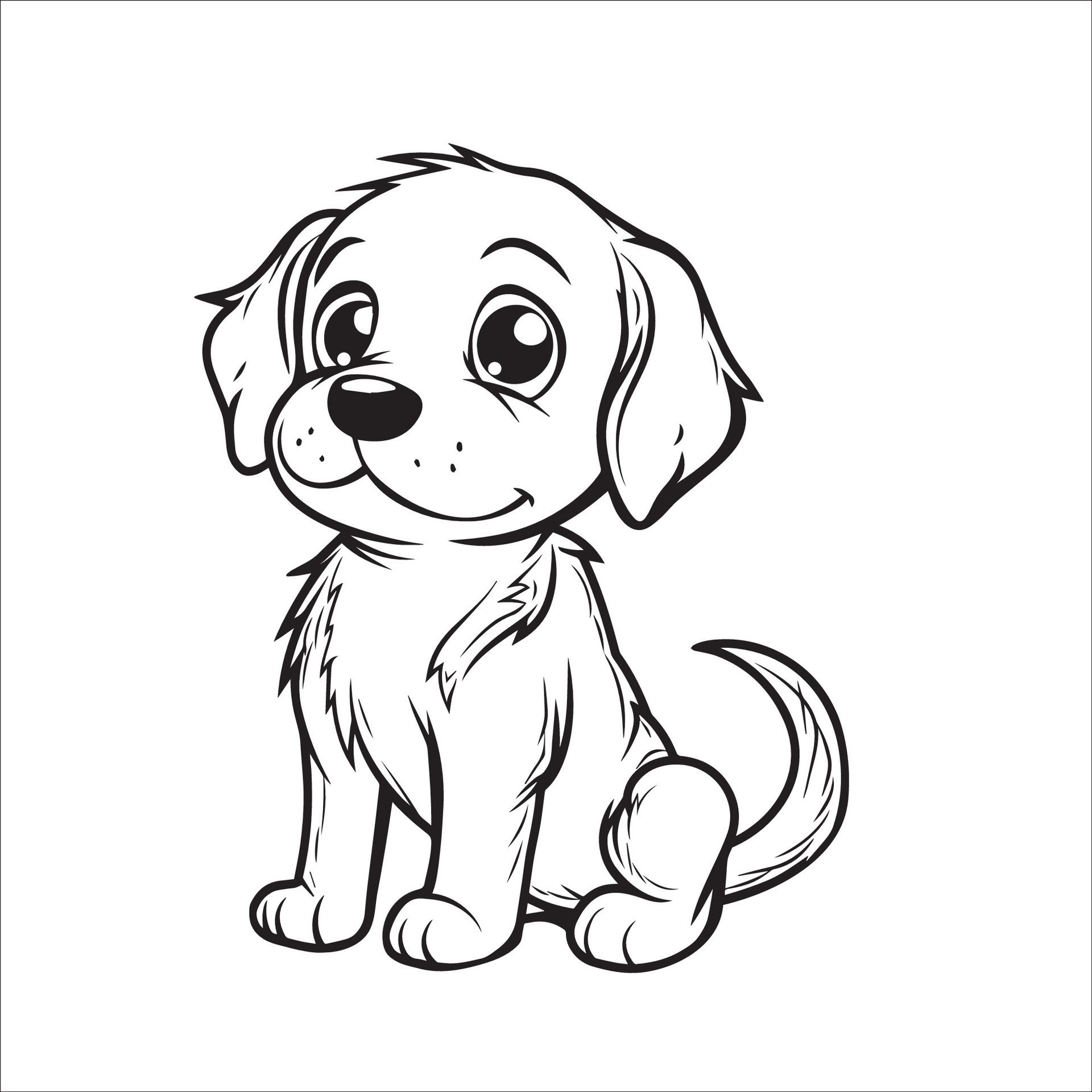 Ai-generated-a-illustration-of-a-black-and-white-golden-retriever-dog-sitting-free-vector
